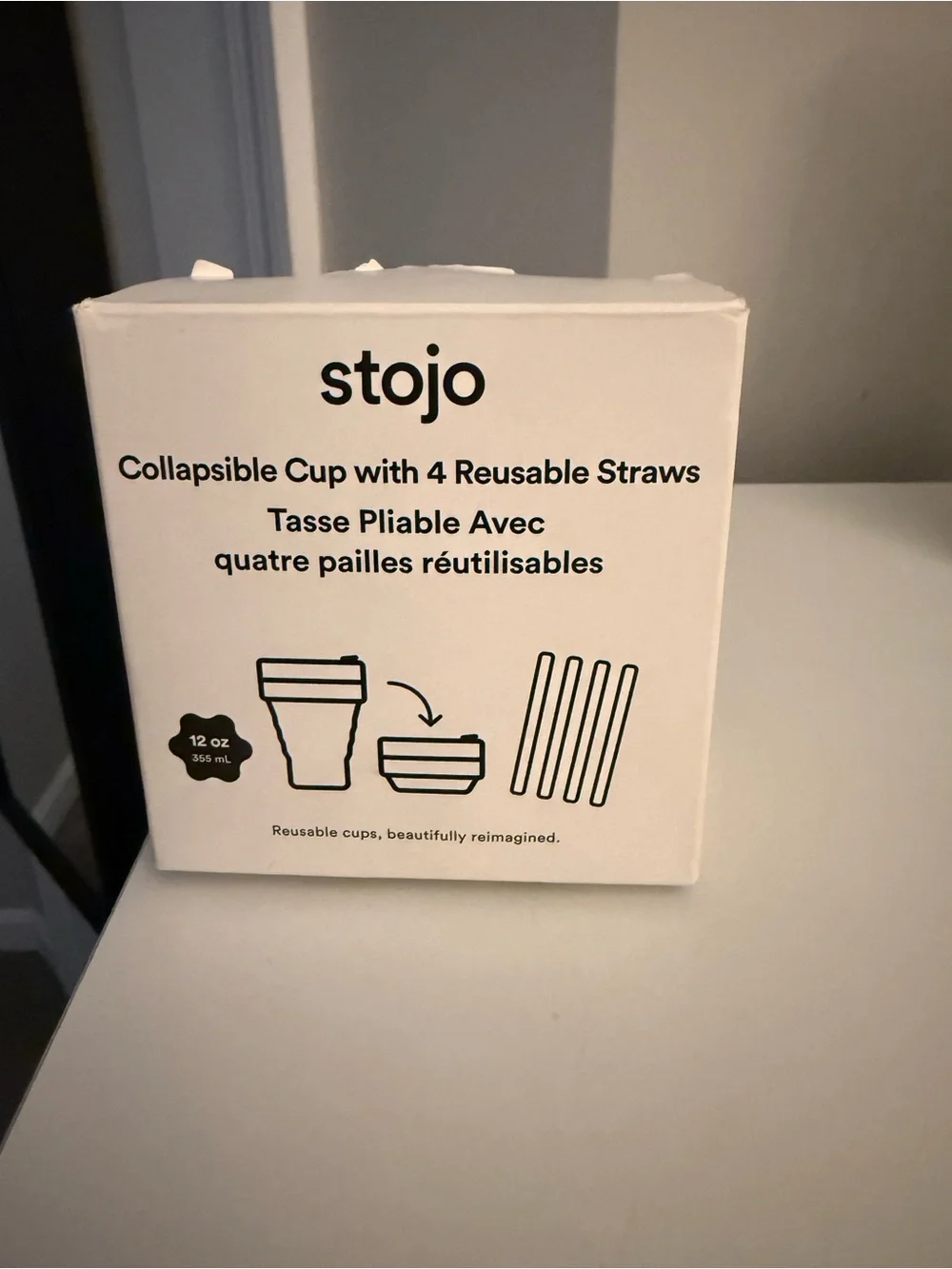 Stojo Collapsible Cup with Reusable Straws. New.